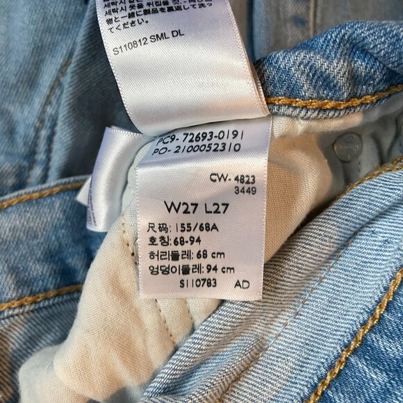 Levi's Ribcage Straight Ankle Jeans Light Blue Distress Button Fly High 27 27 - Picture 6 of 12